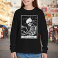 Tarot Card Shirt The Reader Tarot Skeleton Reading Book Youth Long Sleeve Tee Tarot Card Shirt The Reader Tarot Skeleton Reading Book Youth Long Sleeve Tee