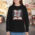 Teach Inspire Grow Everyday Read Your Heart Out Valentine Book-Themed Small Youth Long Sleeve Tee