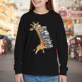 Teacher Shirt Giraffe Holding Books Bookworm Librarian Youth Long Sleeve Tee