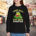 Toad-Ally 100 Days Smarter Frog Reading Book 100 School Day Youth Long Sleeve Tee Toad-Ally 100 Days Smarter Frog Reading Book 100 School Day Youth Long Sleeve Tee