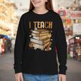 History Month I Teach Melanin Book Black Teacher Youth Long Sleeve Tee