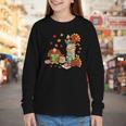 Turkey Reading Books Fall Librarian Book Lover Teacher Kids Youth Long Sleeve Tee