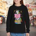 Unicorn Read Reading Book Librarian America Girls Women Youth Long Sleeve Tee