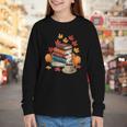 Vintage Books Tea Lovers Fall Autumn Leaves And Pumpkins Youth Long Sleeve Tee