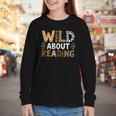 Wild About Reading Animal Bookworm Library Book Lover Reader Youth Long Sleeve Tee