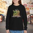 Wild About Reading Books Lovers Novelty Bookworm Library Day Youth Long Sleeve Tee