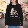 Womens Girls Books I Do What I Want Calico Cat Lover Youth Long Sleeve Tee