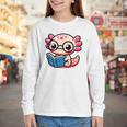 Adorable Book Lover Axolotl With Reading Glasses Cute Youth Long Sleeve Tee Adorable Book Lover Axolotl With Reading Glasses Cute Youth Long Sleeve Tee