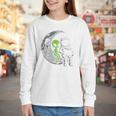 Astronaut Reading Book To Alien Moon Space Women Kids Men Premium Tri-Blend Youth Long Sleeve Tee