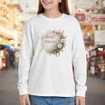 Barely Tolerable Book Lover Bookish Floral Bookworm Youth Long Sleeve Tee
