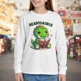 Book Lover Reading Dinosaur Readosaurus Library Youth Long Sleeve Tee