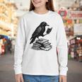 Book Raven Vintage Dark Academia Literature Reading Youth Long Sleeve Tee