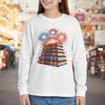 Books Fireworks 4th Of July Bookworm Patriotic Reader Youth Long Sleeve Tee