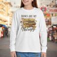 Books Are My Therapy Vintage Book Lover Daisy Art Youth Long Sleeve Tee