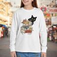 Cat And Books Flowers Reading Club Cat Lover Bookworm Youth Long Sleeve Tee Cat And Books Flowers Reading Club Cat Lover Bookworm Youth Long Sleeve Tee