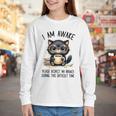 Cat Glasses Coffe Books I Am Awake Please Respect My Privacy Youth Long Sleeve Tee