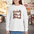 Christmas Cats Bookshelf Gingerbread Youth Long Sleeve Tee