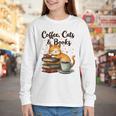 Coffee Cats And Books Lover For Women & Girls Coffee Youth Long Sleeve Tee
