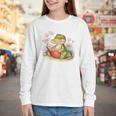 Crocodile Reading Book Watercolor Flowers Kids Youth Long Sleeve Tee Crocodile Reading Book Watercolor Flowers Kids Youth Long Sleeve Tee