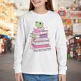 Cute Book Lover Frog Pretty Girls Read Books Kawaii Reading Youth Long Sleeve Tee