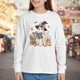 Cute Ghost Reading Book Librarian Book Lover Youth Long Sleeve Tee