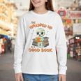 Cute Halloween Teacher Librarian Mummy Reading Books Youth Long Sleeve Tee