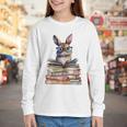 Cute Reading Bunny With Glasses Books Bookworm Reader Book Premium Tri-Blend Youth Long Sleeve Tee