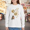Cute Reading Cat With Kitten Dandelion Flowers Book Lover Youth Long Sleeve Tee Cute Reading Cat With Kitten Dandelion Flowers Book Lover Youth Long Sleeve Tee