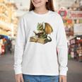 Dragon Bookworm Reading Book Graphic Youth Long Sleeve Tee