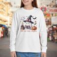 Ghost Reading Book Coquette Bow Halloween Girl Toddler Kid Premium Youth Long Sleeve Tee