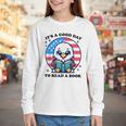 A Good Day To Read a Book Reading Eagle With American Flag Youth Long Sleeve Tee