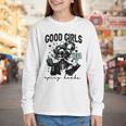 Good Girls Read Spicy Skeleton Book Club Youth Long Sleeve Tee
