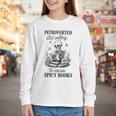 Introvert Read Spicy Books Lover Bookworm Skeleton Reading Youth Long Sleeve Tee