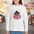 Just A Girl Who Loves Books Cute African American Afro Youth Long Sleeve Tee