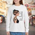 Just a Girl Who Has Tattoos And Love Books Tattooed Inked Youth Long Sleeve Tee