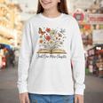 Just One More Chapter Open Book Flowers Youth Long Sleeve Tee Just One More Chapter Open Book Flowers Youth Long Sleeve Tee