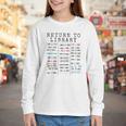 Library Card Due Date Stamp Book Lover Reading Vintage Read Youth Long Sleeve Tee