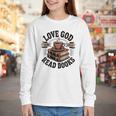 Love God Drink Coffee Read Books – Vintage Spiritual Reading Youth Long Sleeve Tee