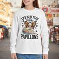 Papillon Dog Breed Life Is Better With Books And Papillons Youth Long Sleeve Tee Papillon Dog Breed Life Is Better With Books And Papillons Youth Long Sleeve Tee