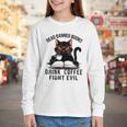 Read Banned Books Drink Coffee Fight Evil Retro Cat Youth Long Sleeve Tee Read Banned Books Drink Coffee Fight Evil Retro Cat Youth Long Sleeve Tee