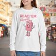 Read 'Em Western Cowgirl Retro Groovy Reading Books Youth Long Sleeve Tee