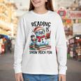 Reading Is Snow Much Fun Christmas Bookworm Snowman Reading Youth Long Sleeve Tee