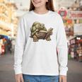 Sulcata Tortoise Reading A Book Youth Long Sleeve Tee