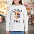 Teacher Snail With Glasses On Books Cute Pre-K Kindergarten Youth Long Sleeve Tee