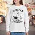 Today I'm A Serious Goose Animal Reading Book Lovers Youth Long Sleeve Tee