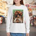 History Month Black Afro Girl Women Book Lovers Floral Youth Long Sleeve Tee