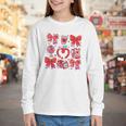 Valentine Teacher Coquette Bow Pencil Heart Book Girl Women Youth Long Sleeve Tee