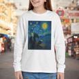Van Gogh Starry Night Fantasy Reader Dragon Reading Book Youth Long Sleeve Tee