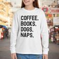 Vintage Coffee Books Dogs Naps Retro Youth Long Sleeve Tee