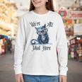 We'Re All Mad Here Cheshire Cat Alice Wonderland Book Kids Youth Long Sleeve Tee